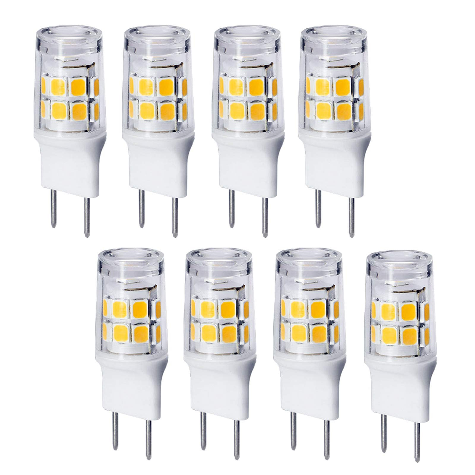 8-Pack Not Dimmable 2W G8 LED Bulbs 17 LEDs 2835SMD Warm White 3000K 180 Lume...