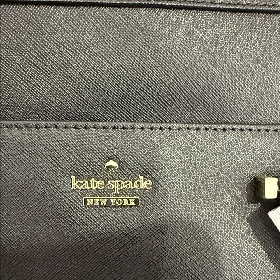 NUEVO SIN ETIQUETAS Kate Spade Cuero Negro 14” Portátil Mensajero Maletín Bandolera Foto 2 de 4