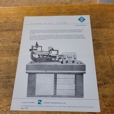 Neumann VMS 70 Disk Mastering Lathe System Technical Brochure