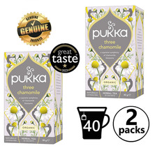 Image of 2x Pukka Organic Three Chamomile Tea Compostable Herbal Tea Bags Floral Fusion