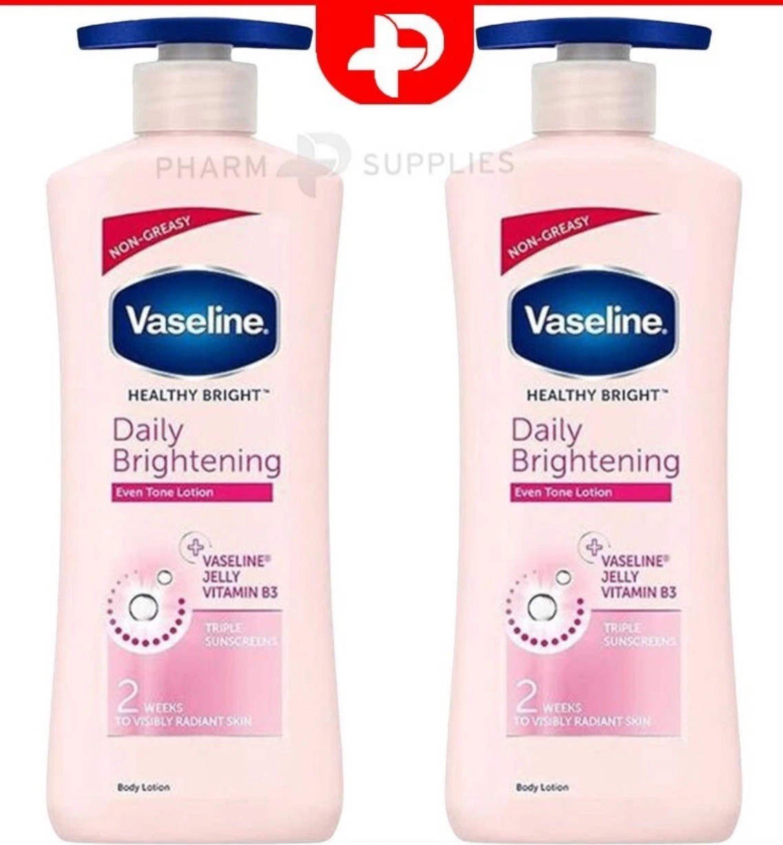 Vaseline Healthy Bright Brightening Even Tone Vitamin B3 Lotion 600 ml 2 Packs