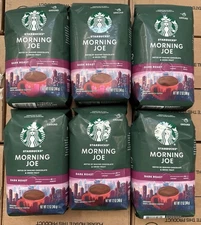 6 PACK - Starbucks MORNING JOE DARK ROAST GROUND COFFEE 12 oz BAGS (Total 72 oz)