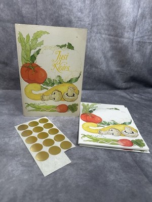 Vintage Current Stationery Mushrooms Veggies Self Sealing Notes LK Powell
