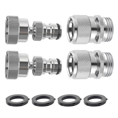 360° Rotatable Garden Hose Quick Connector  Solid Brass 3/4'' GHT Adapter Set