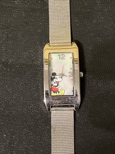Disney Accutime MK2053 Rectangular Metal-Band Mother-of-Pearl Mickey Mouse Watch