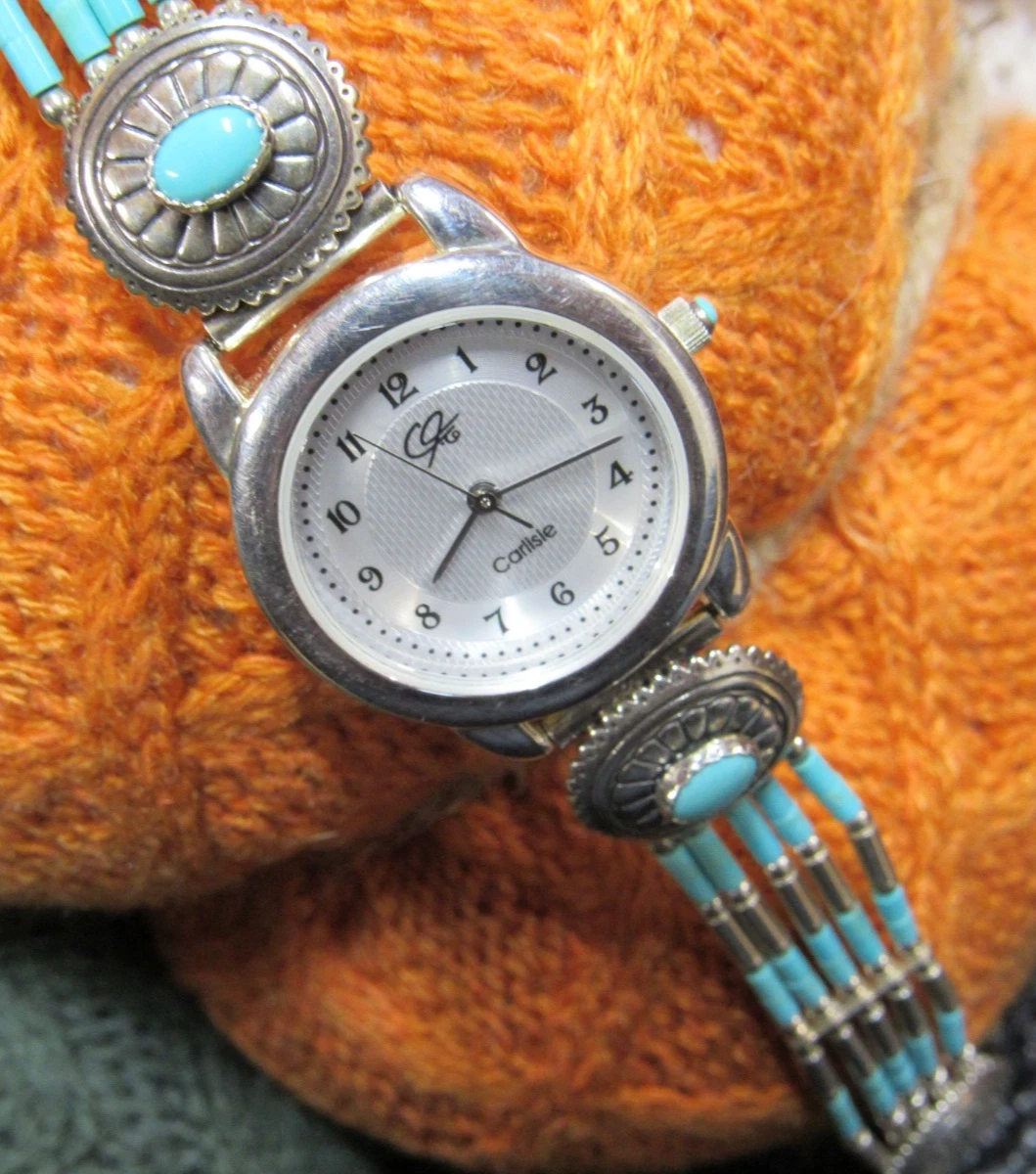 Vintage Carolyn Pollack Relios 925 Sterling  Southwestern Leather Watch Carolyn Pollack 925 Sterling Silver Southwestern Turquoise  main image 4