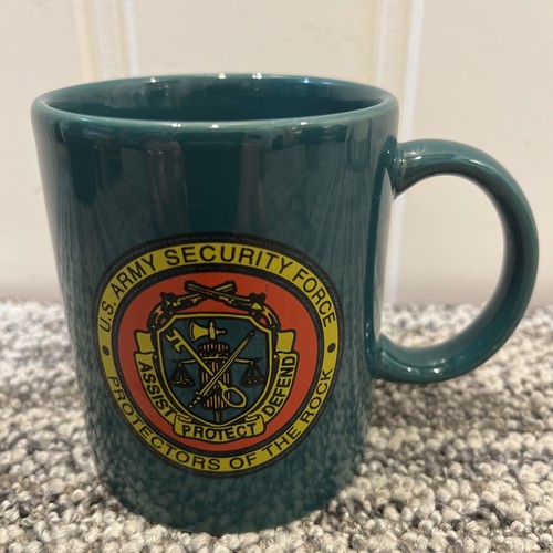 Vintage US Army Security Force Protector Of The Rock Coffee Cup Mug Military USA