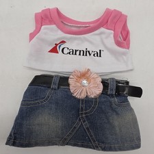 Carnival Cruise Bear Shirt Denim Skirt Outfit 12in Plush Clothes Pink Flower