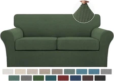 3 Piece Sofa Set Featured Fabric (2 Cushion Sofa, Bronze Green)
