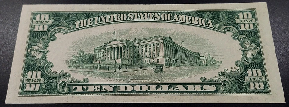 1950 C $10 FRN! AU! True Binary, Near Solid Serial # D33333336C!  Fr# 2013 D. - Image 4 of 4