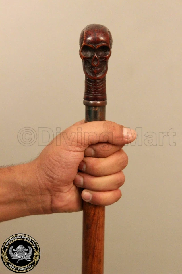 Antiguo Bastón de Caminar Mango de Calavera Cabeza Hueso Bastón Mango Bastón Lote de 5 Foto 3 de 4