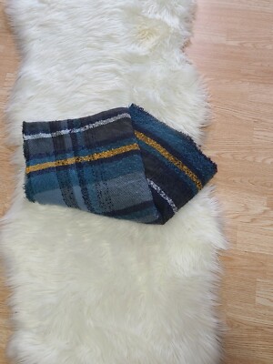 APT 9 Blue Teal Multi Color MICRO PLAID BLANKET WRAP SCARF Women One Size NEW