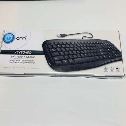 ONN soft-touch USB low profile Computer Keyboard new in box full size Mac OR PC
