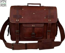 Bag Leather Customized Goat Laptop Messenger Men Briefcase Shoulder Vintage Real