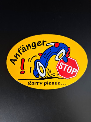 Aufkleber Sticker Anfänger Sorry please Auto PKW ca 13cm x 8,5cm