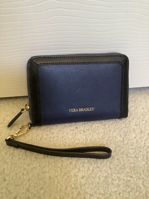 Vera Bradley Wristlet Pebbled Blue And Black