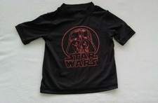 Star Wars kid boys size XS black Darth swim short sleeve rash guard shirt