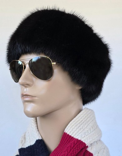 Fur Headband Mink Tube Fur Tube Scarf Stand Collar Head Trim Black - Picture 3 of 7