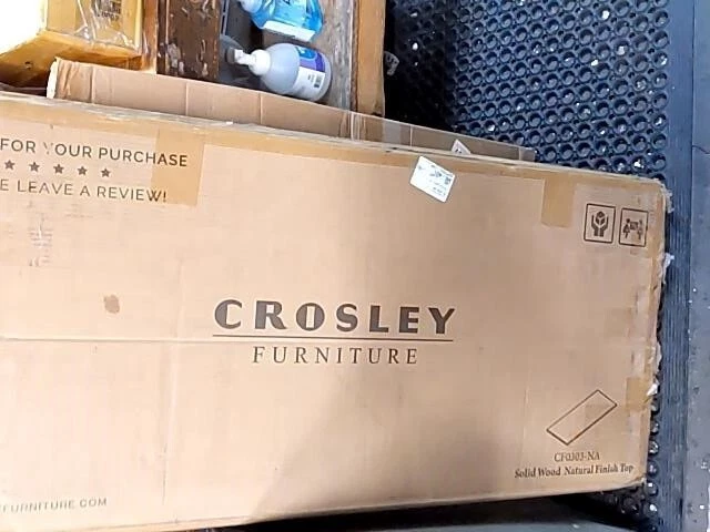 Carrinho de cozinha Crosley Furniture KF30001EGY tampo de madeira natural e ilha cinza vintage - Imagem 3 de 4