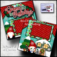 GNOME FOR HOLIDAY CHRISTMAS 2 premade scrapbook pages paper printed CHERRY 0122
