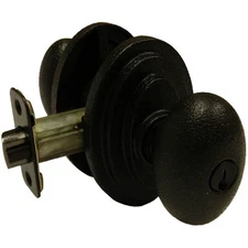 Rustic Black Sandcast Style Solid Egg Keyed Entry Door Knob