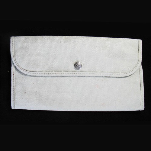 Espejo de viaje vintage en estuche, bolsillo interior brocado azul 11-1/4"" por 6", como nuevo - Imagen 2 de 9