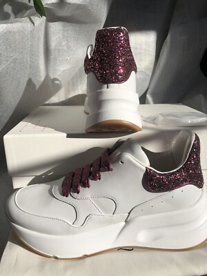 Alexander McQueen Women's Leather Oversized Runner/Optic White