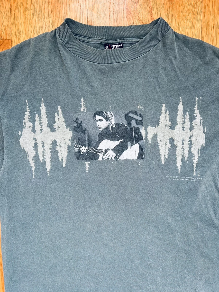 T Shirt Kurt Cobain Nirvana Green Mens XL Vintage 1997 The End of Music