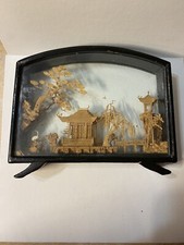 Korkschnitzerei Diorama Chinesisch Vintage