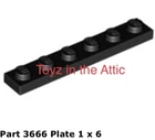 Lego 1x 3666 Black Plate 1 x 6 Spyrius Space 6949