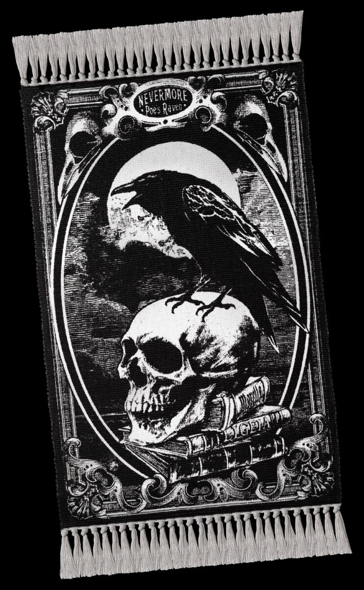 Carpet Skull - Poes Raven - ""Poes Raven - Nevermore"" - by Alchemy Altar Cloth