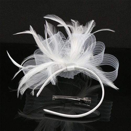 Clip mariage plumes bandeau fascinant femmes jour courses Royal Ascot Aliceband - Photo 6/19