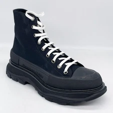 Alexander McQueen High Canvas Sneakers Boots Size 43E Mens Thick Black Thread