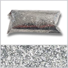 Chrome Silver Glitter, Fine .015" Cut, Solvent Resistant Premium Polyester