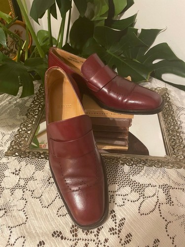 Bally para hombre Toriel Borgoña Rojo Cuero Ciego Formales punta del ala |