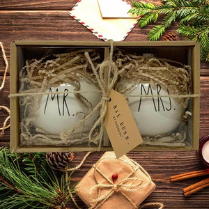 NEW-Rae-Dunn-MR-amp-MRS-Christmas-Ornaments-Set-Of-2-Holiday-XMAS-Gift