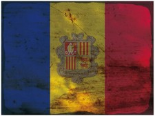 Blechschild 30x40 Andorra Flagge L&auml;nder National Fahne Europa Retro Wand Deko Ba