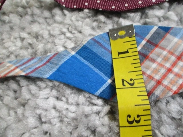 Tommy Hilfiger Bow Tie Lot of 2 Cotton Mens Blue Maroon Plaid Summer Preppy - image 4 of 4