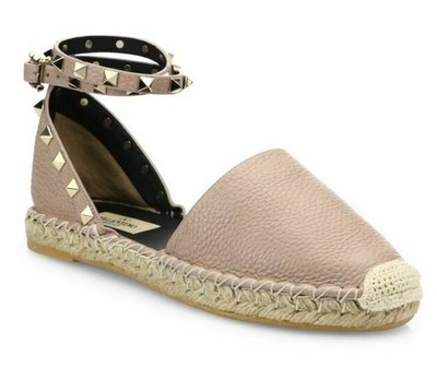 valentino studded flats with ankle strap