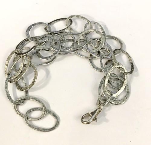 Silpada Sterling Silver Three-Strand Link Bracelet B1939 Hammered Oxidized - Picture 6 of 12