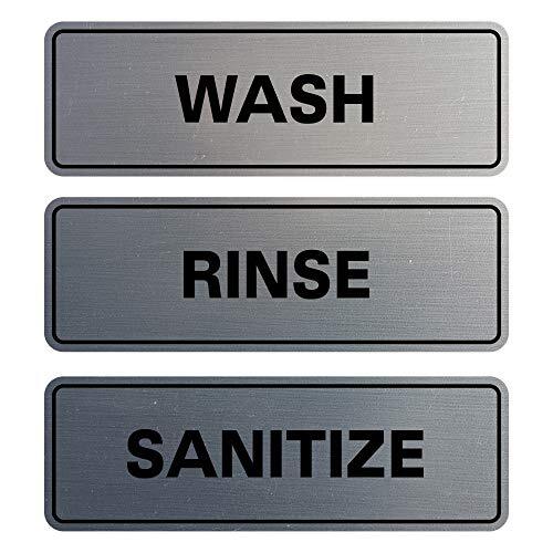 All Quality Standard WASH RINSE SANITIZE Sign Set of  Assorted Sizes , Colors 