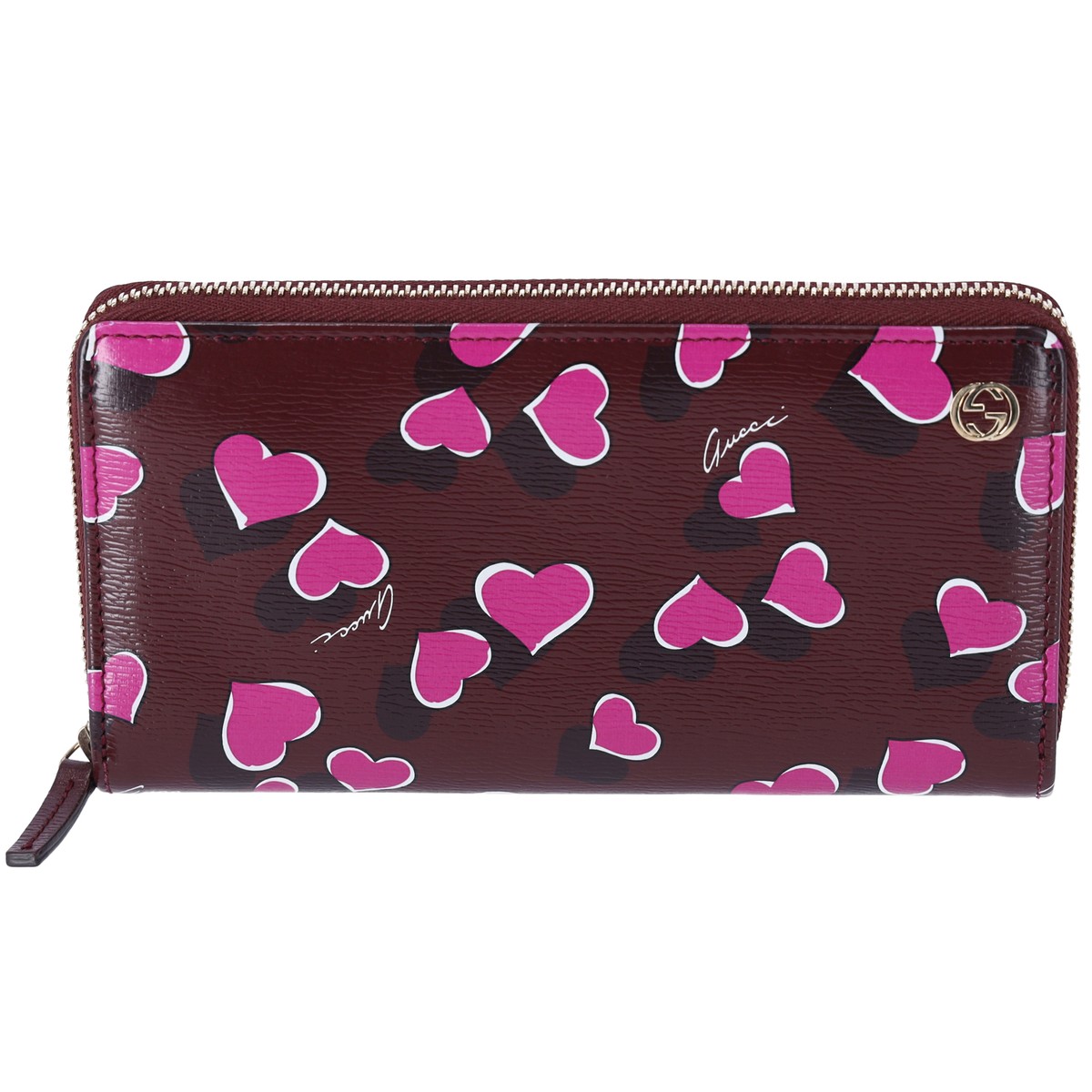 GUCCI Betty Interlocking G Heartbeat Print Zip Around Wallet
