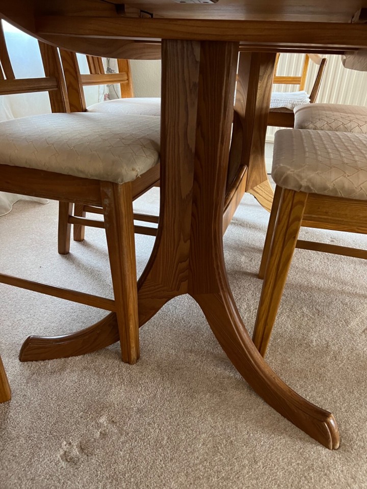 Vintage Jentique ash elm extendable dining table and 6 chairs set eBay