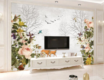 3D Blume Kitz Vogel M1065 Tapete Wandbild Selbstklebend Abnehmbare Aufkleber Eve