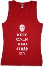 KEEP CALM AND SCARY ON Women Tank Top Friday The Jason 13th Kane Mask Hockey