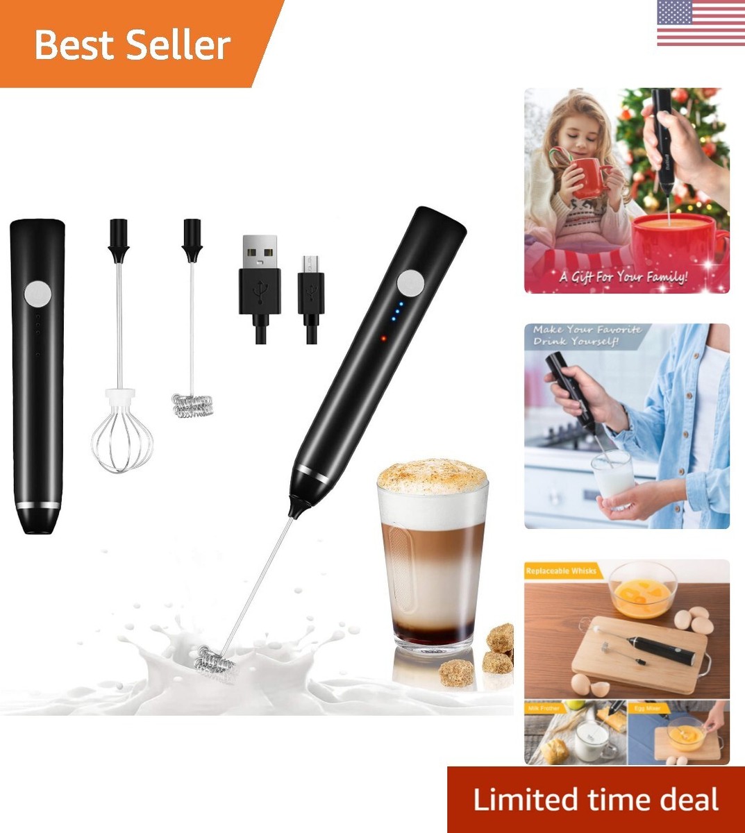 High-Quality Premium Milk Frother USB Foam Maker Speeds