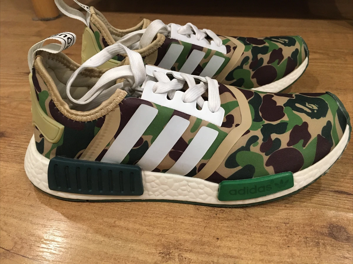 stress Ødelæggelse announcer Adidas NMD R1 Bape Green Camo Army Bathing Ape Nomad Runner BA7326 | eBay