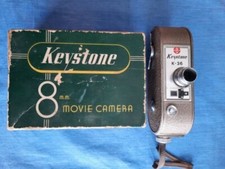 Keystone K-36 8mm Movie Camera, Wind Up, 1950s, Clean, Original Box and Booklet