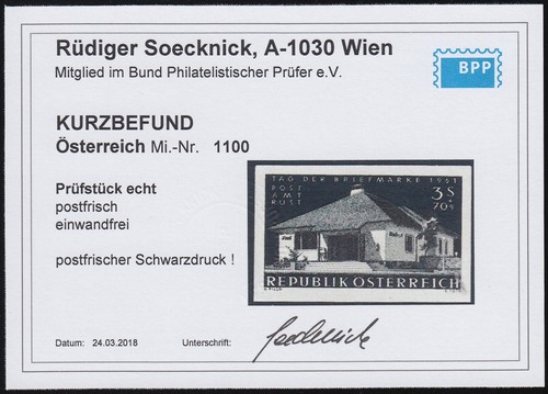 Austria impresión negra Mi.Nr. 1100 SD nuevo comprobado BPP valor mi.€ (621) - Imagen 3 de 3