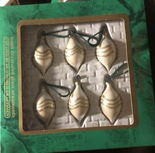 Christmas Classics 6 Grannychic 2”glass ornaments Commodore Vintage Cottage